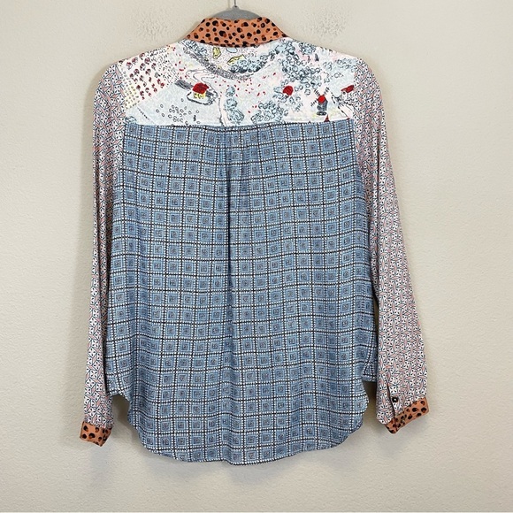 Anthropologie Maeve Mixed Print Button Down Blouse Patchwork Size XS - Picture 8 of 9